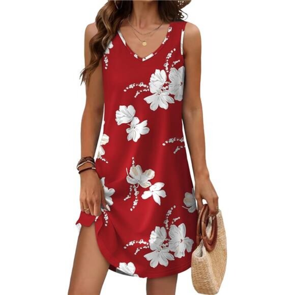 Dresses & Skirts - Womens Summer Dresses 2025 Loose V Neck Sleeveless Dress Sundresses
